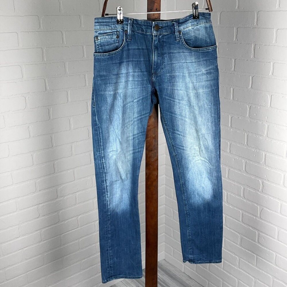 Mavi Jeans Men 32Wx30L Blue Stonewash Denim Mid‎ Rise Straight Cotton Stretch